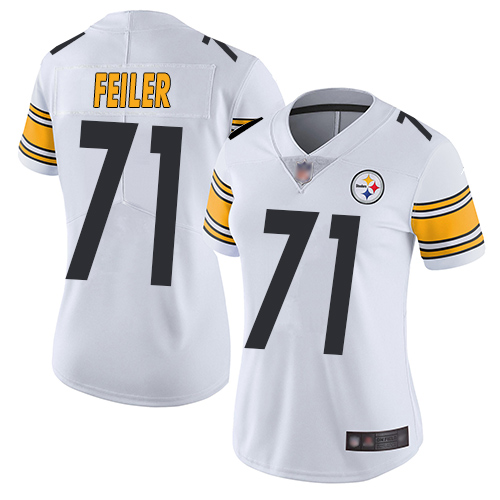 Women Pittsburgh Steelers Football #71 Limited White Matt Feiler Road Vapor Untouchable Nike NFL Jersey